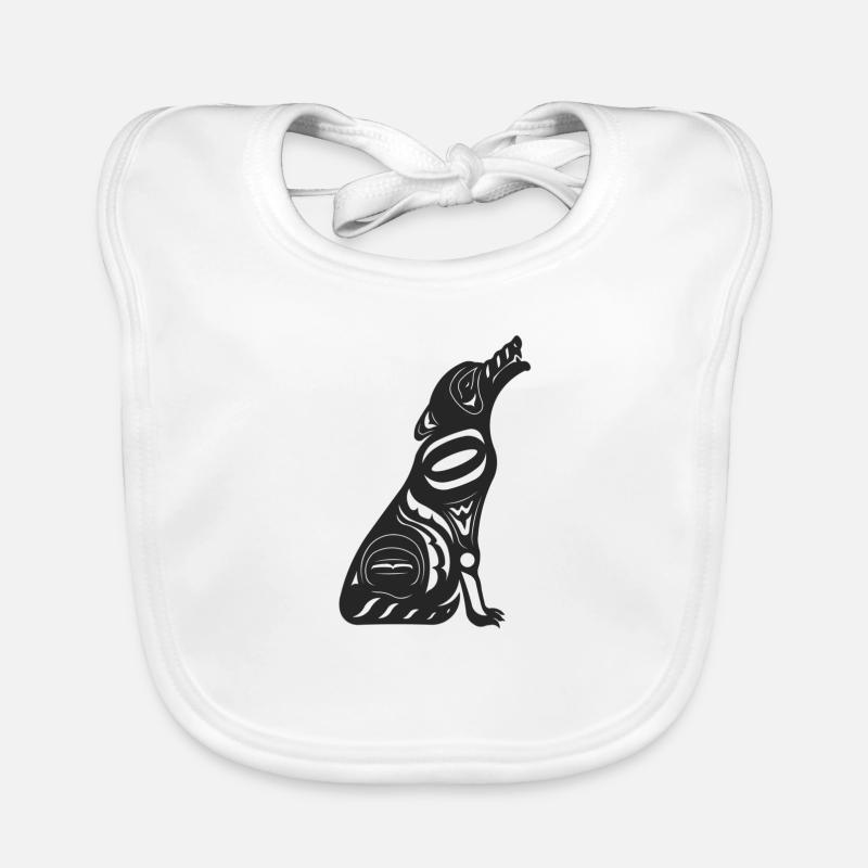 Totem hurlant loup noir Bavoir bio Bébé