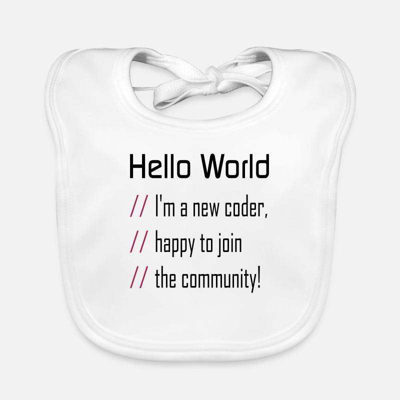 Hello World, 'my new coder Organic Baby Bibs