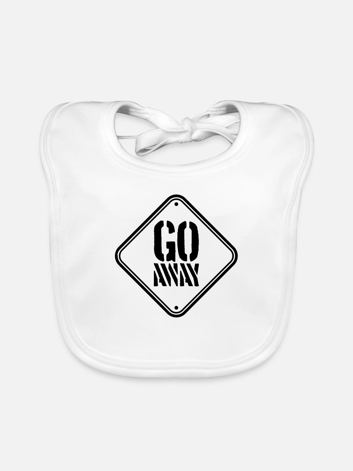 Go Away Schild - Baby Bio-Lätzchen - Weiß - Vorne