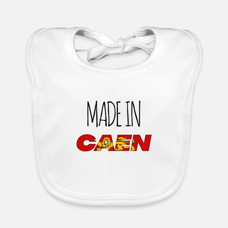 Caen Made in normandie - Bavoir bio Bébé - blanc