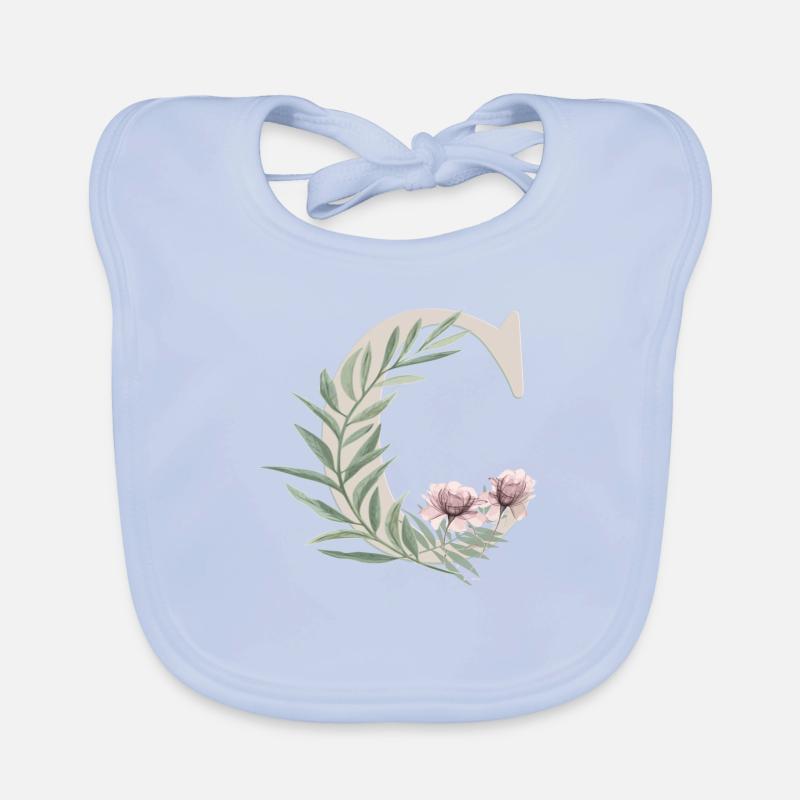 Letter C with flowers Organic Baby Bibs