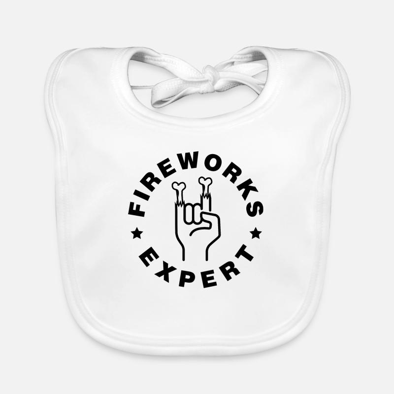 Fireworks Expert Firework Firecracker Pyro - Organic Baby Bibs - white