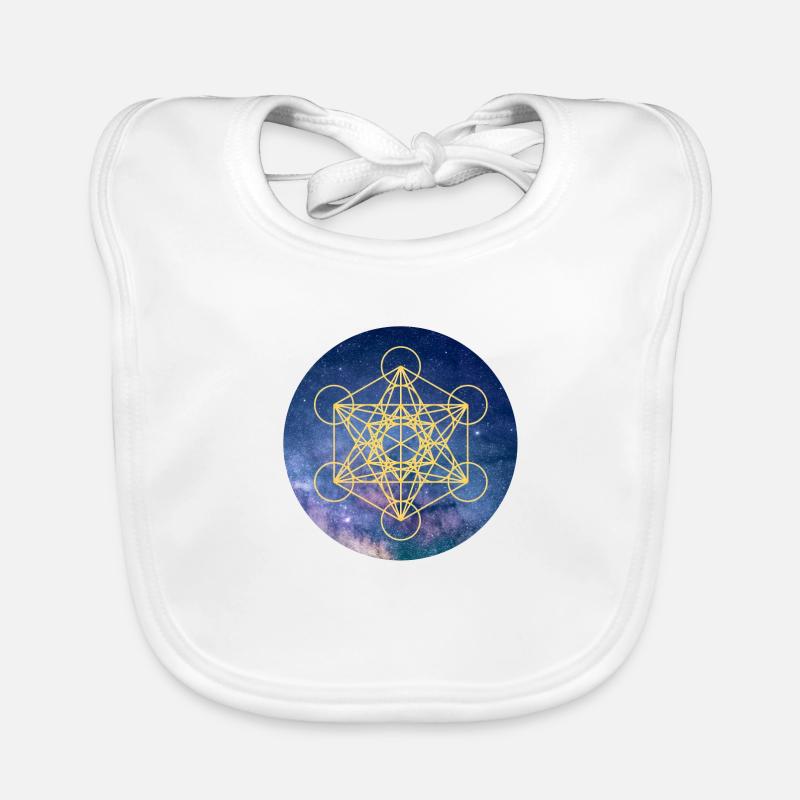 Metatron Cube su sfondo spazio Bavaglino ecologico per neonato