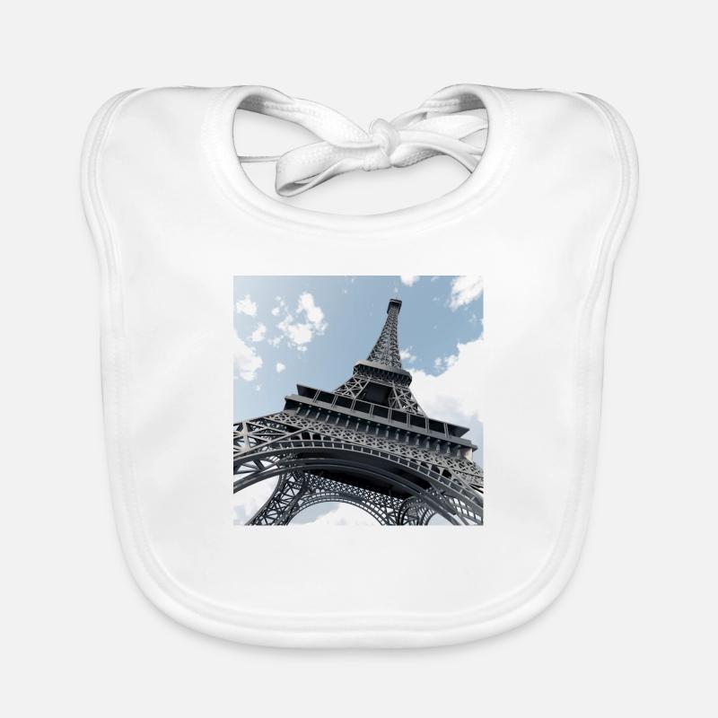 La Tour Eiffel à Paris - Bavoir bio Bébé - blanc