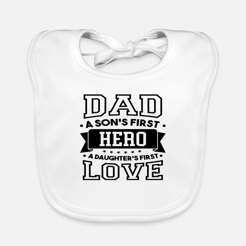 Dad a son first hero Organic Baby Bibs