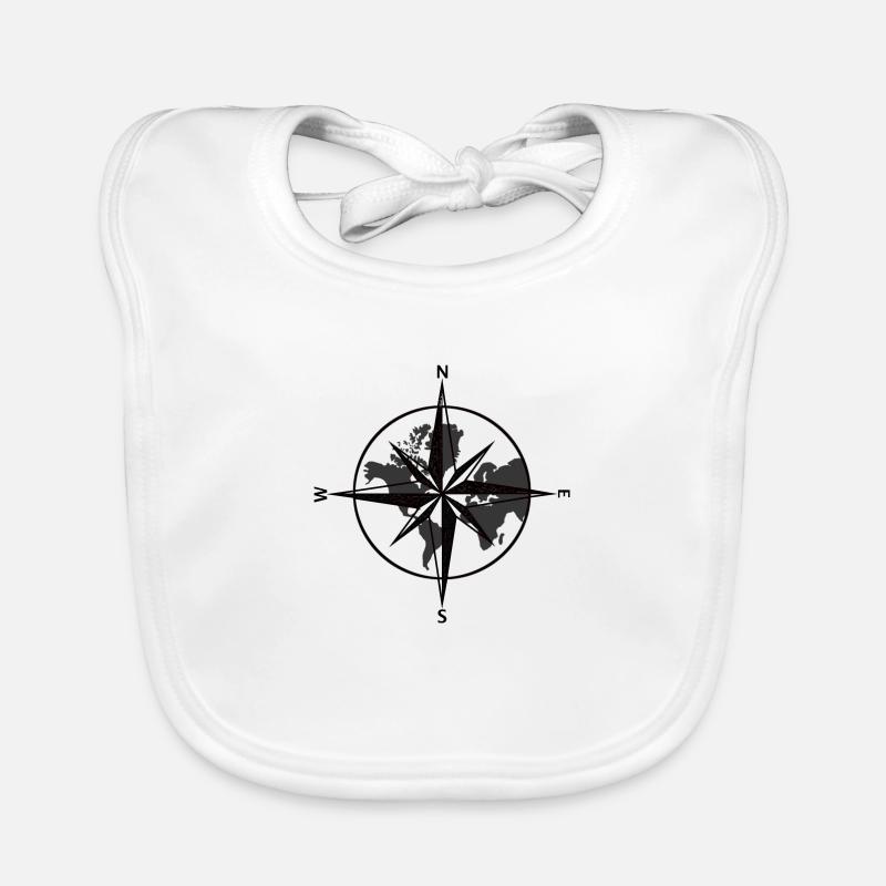 Compass World Map Organic Baby Bibs