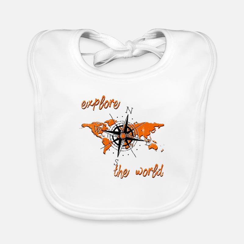 Orange Explore - Baby Bio-Lätzchen - Weiß