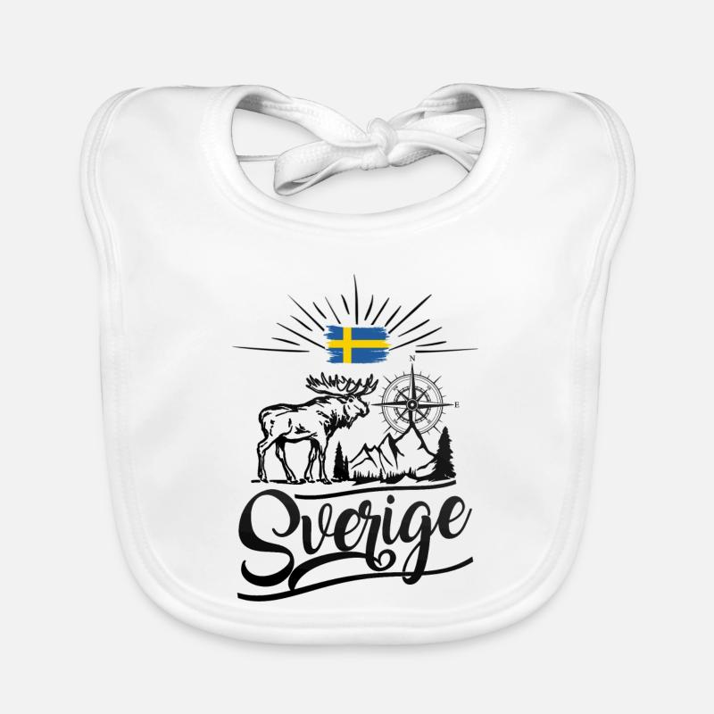 Drapeau de la Suède Montagnes Orignal Sverige Design Bavoir bio Bébé