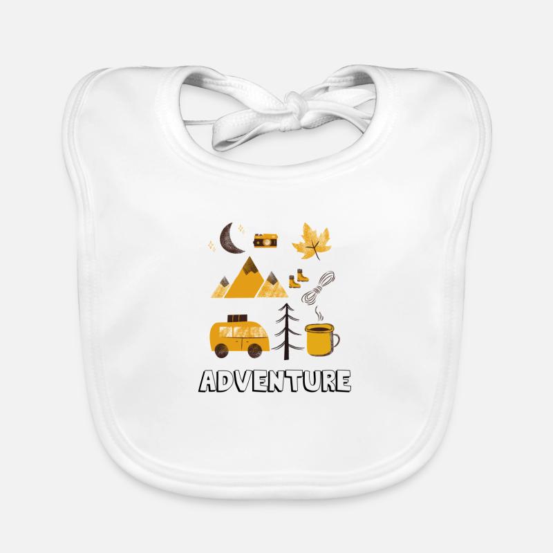 Adventure Nature Camping Bus Coffee Moon Organic Baby Bibs