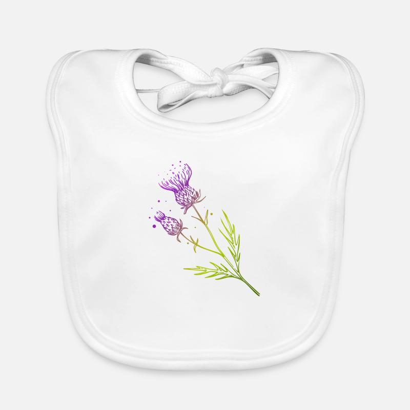 Écosse Discernes de fleur Conception de tatouage Idée cadeau Bavoir bio Bébé