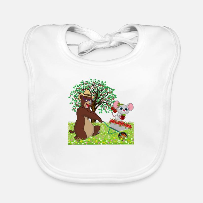 Bear with mouse on a meadow Organic Baby Bibs
