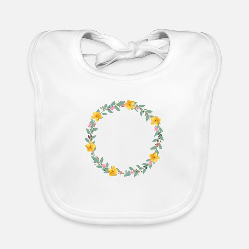 Cercle fleurs personnalisable - Bavoir bio Bébé - blanc