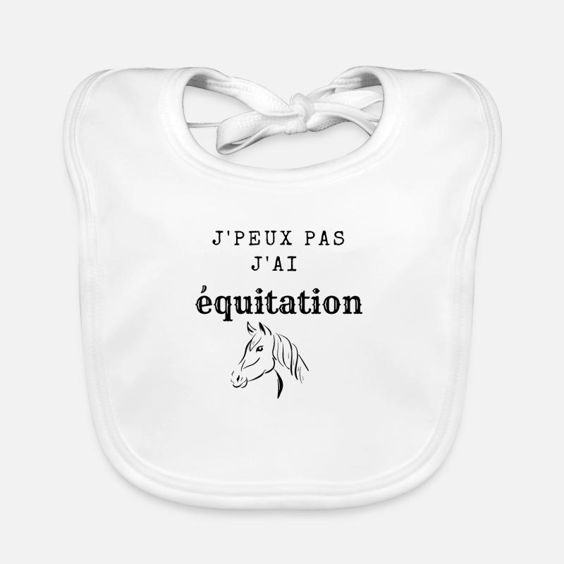 J peux pas j'ai equitation - Bavoir bio Bébé - blanc