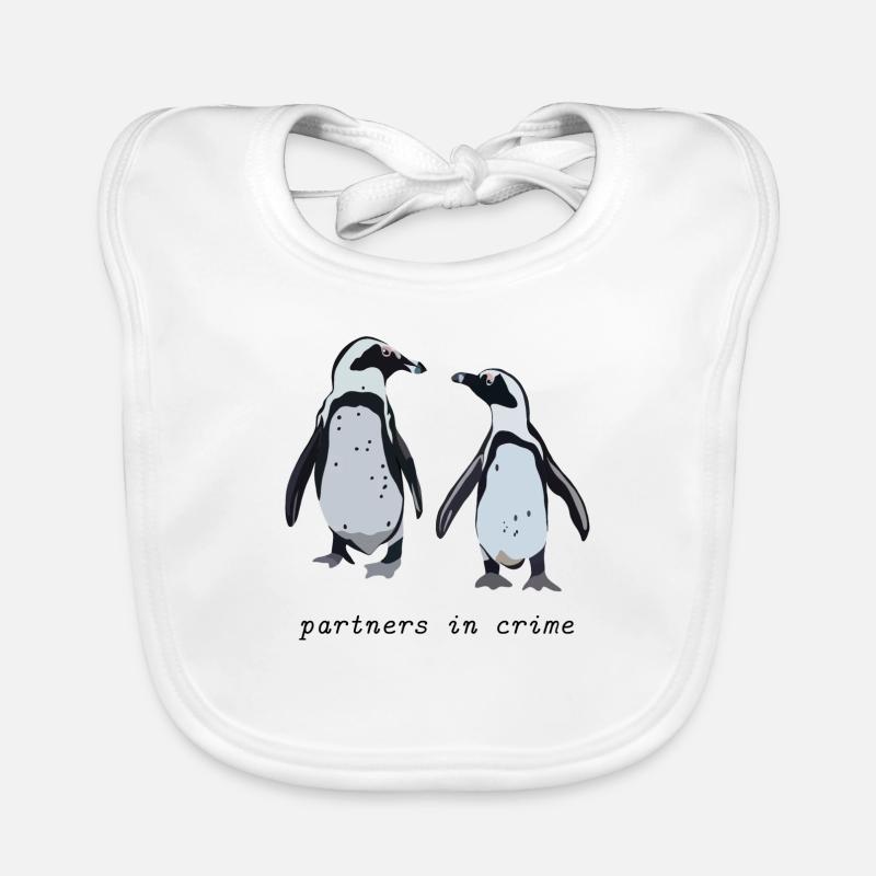 Cute Pinguins / Partners in crime - Bavoir bio Bébé - blanc