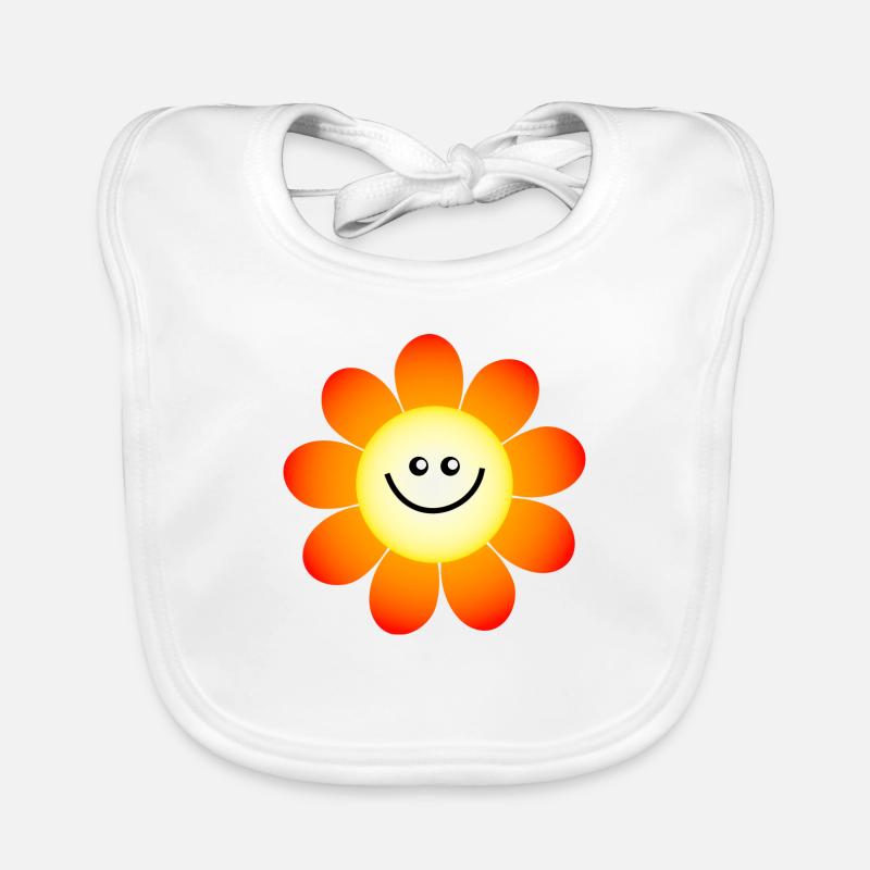 Fleur heureuse de marguerite de sourire - Bavoir bio Bébé - blanc