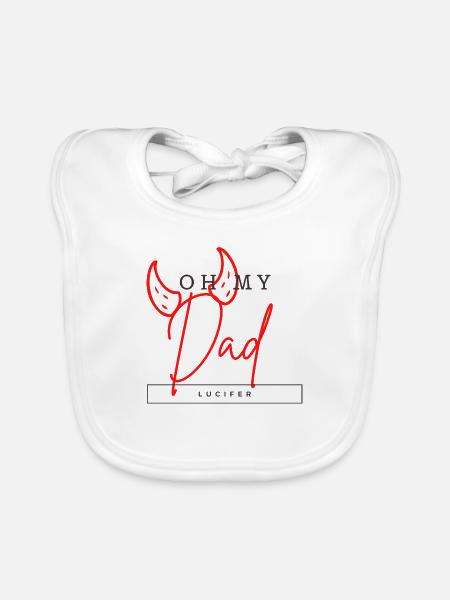 Oh my dad - Lucifer - Organic Baby Bibs - white - Front
