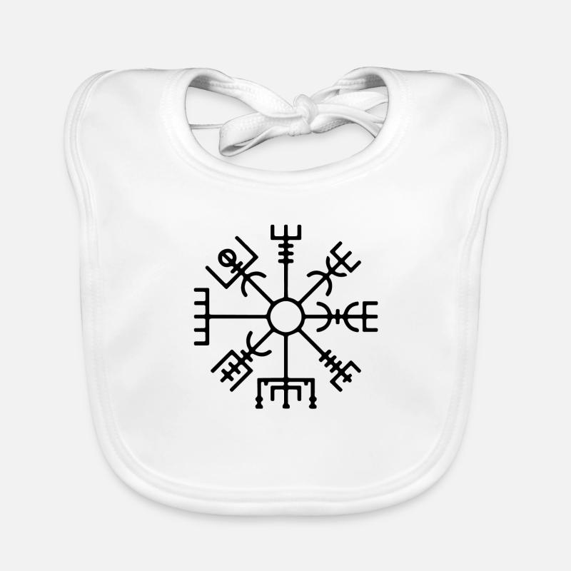 Vegvisir Boussole Rune Vikinger - Bavoir bio Bébé - blanc
