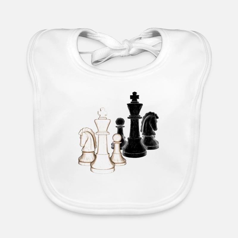 Échecs, pièces d’échecs, blanc, noir Bavoir bio Bébé