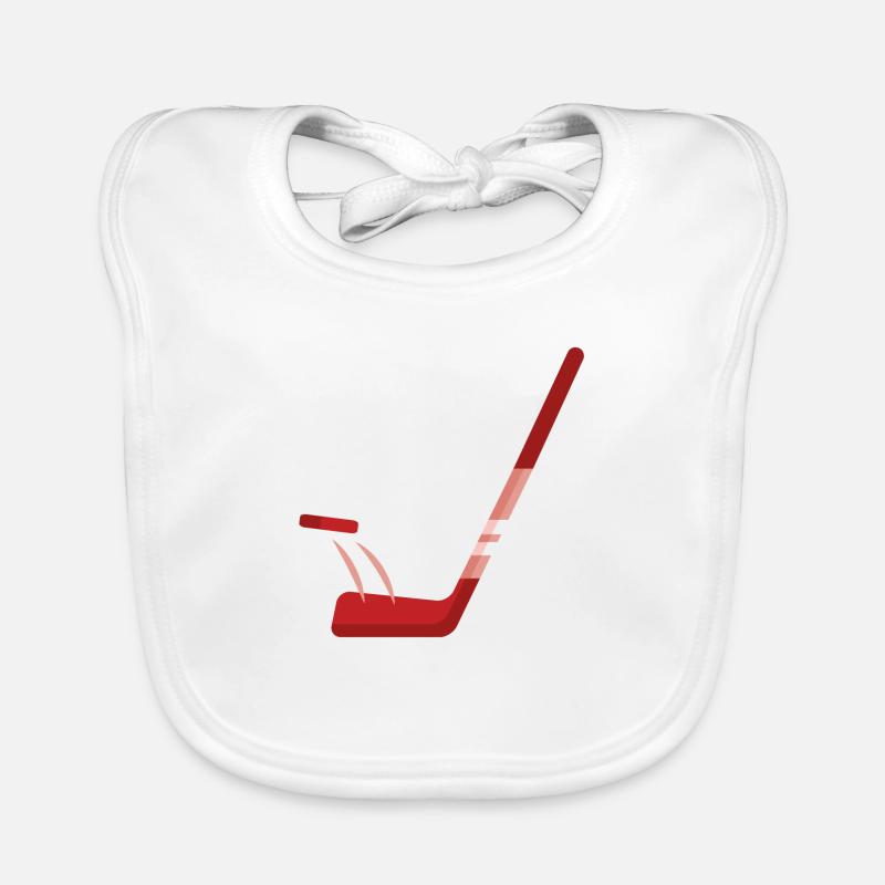 ROTER Eishockeyschläger und Puck Baby Bio-Lätzchen