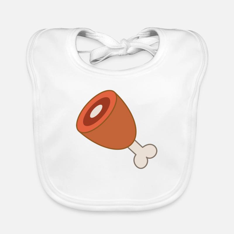 Fleisch Keule - Baby Bio-Lätzchen - Weiß