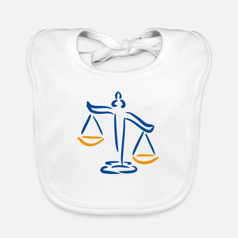 Balance de justice, dessinée à la main - Bavoir bio Bébé - blanc
