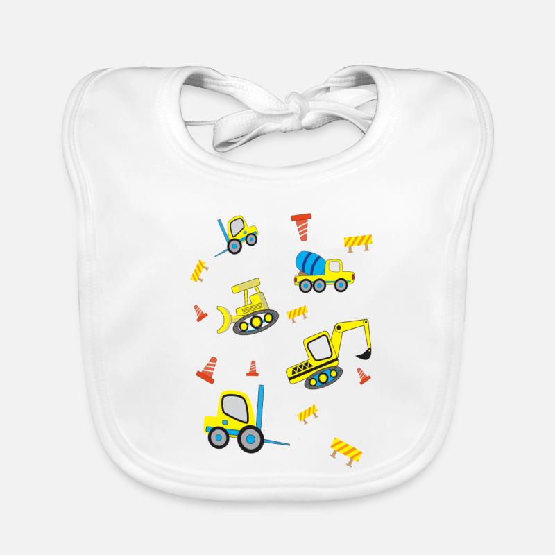 Construction sites Vehicles Organic Baby Bibs