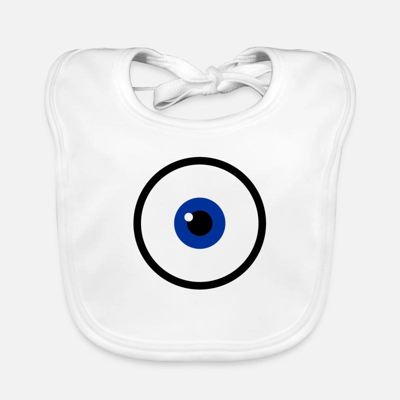 Œil bleu Yeux bleus - Bavoir bio Bébé - blanc