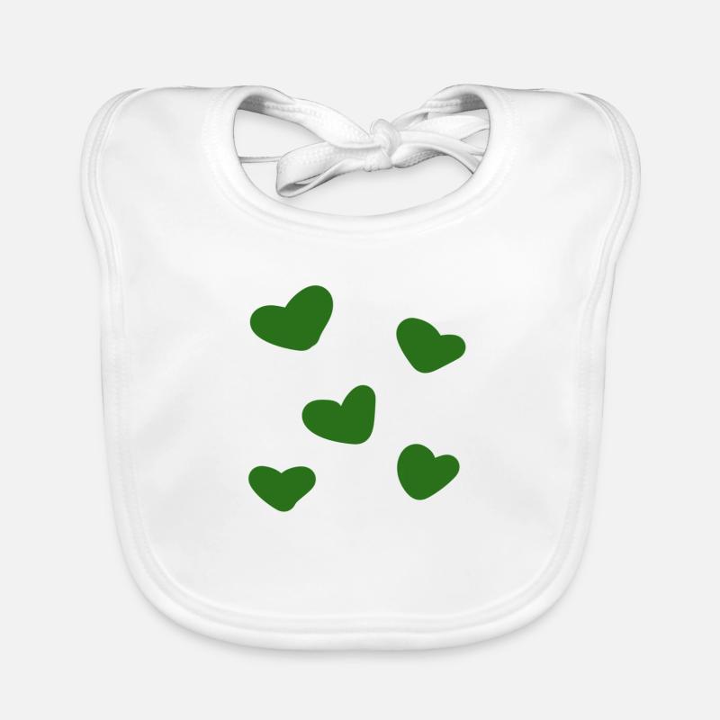 cœurs verts - Bavoir bio Bébé - blanc