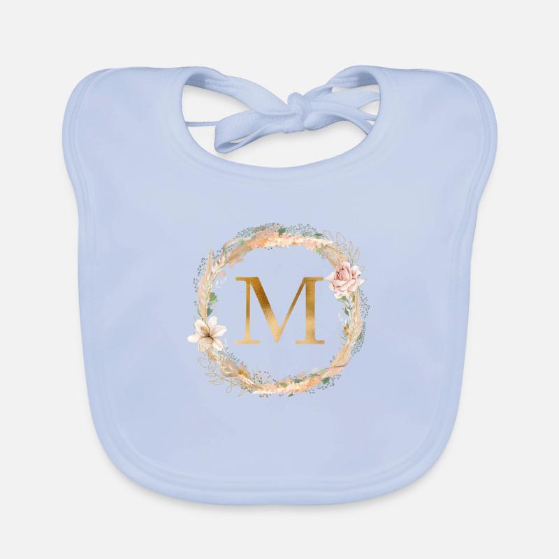 Monogramme personnalisable Aquarelle Florale M Bavoir bio Bébé