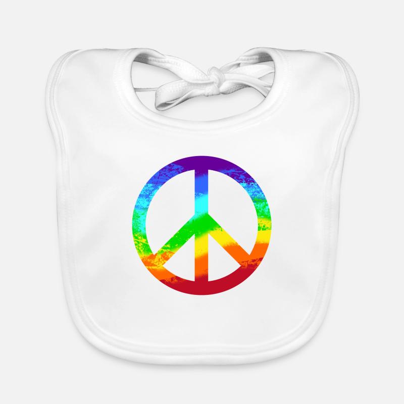 Peace Sign Rainbow Peace Pacifist Reggae Organic Baby Bibs