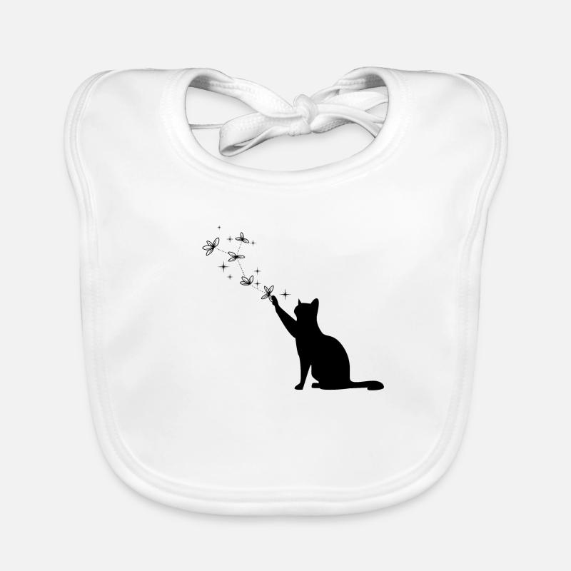 Chat magique étoilé - Bavoir bio Bébé - blanc