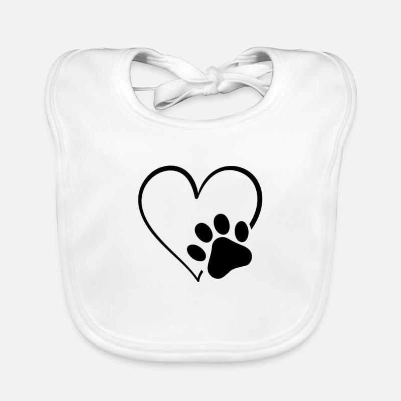 Cœur d’impression de patte de chien Bavoir bio Bébé
