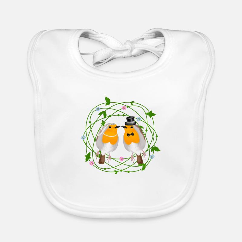 Robin Bird Wedding Organic Baby Bibs