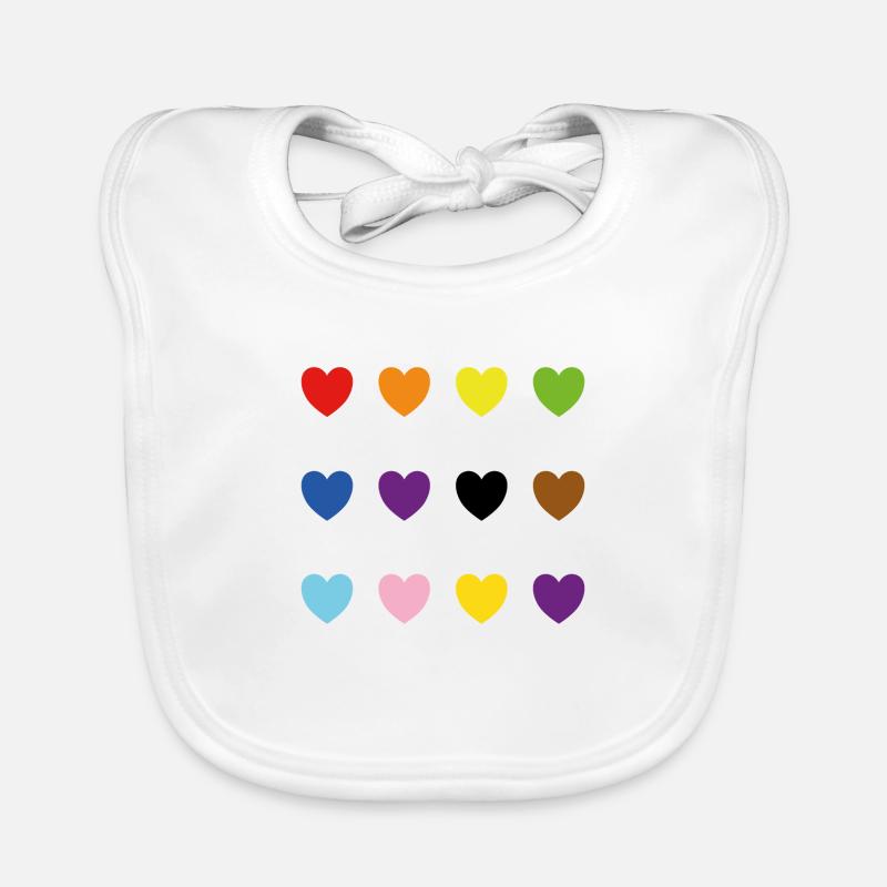 Intersex Inclusive Pride Progress Colors Hearts Organic Baby Bibs