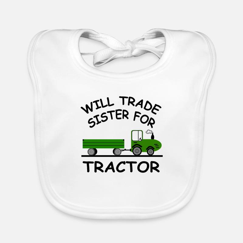 Traktor - Baby Bio-Lätzchen - Weiß
