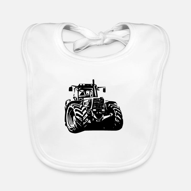 Tractor - Organic Baby Bibs - white