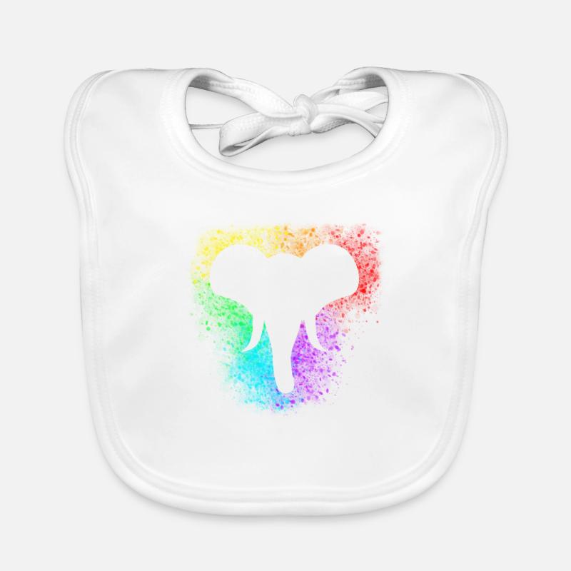 Regenbogenspritzer Elefantenkopf Baby Bio-Lätzchen