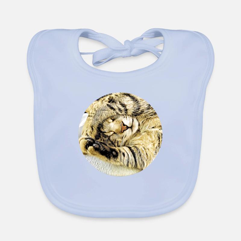 Chubby sleeping tabby cat Organic Baby Bibs