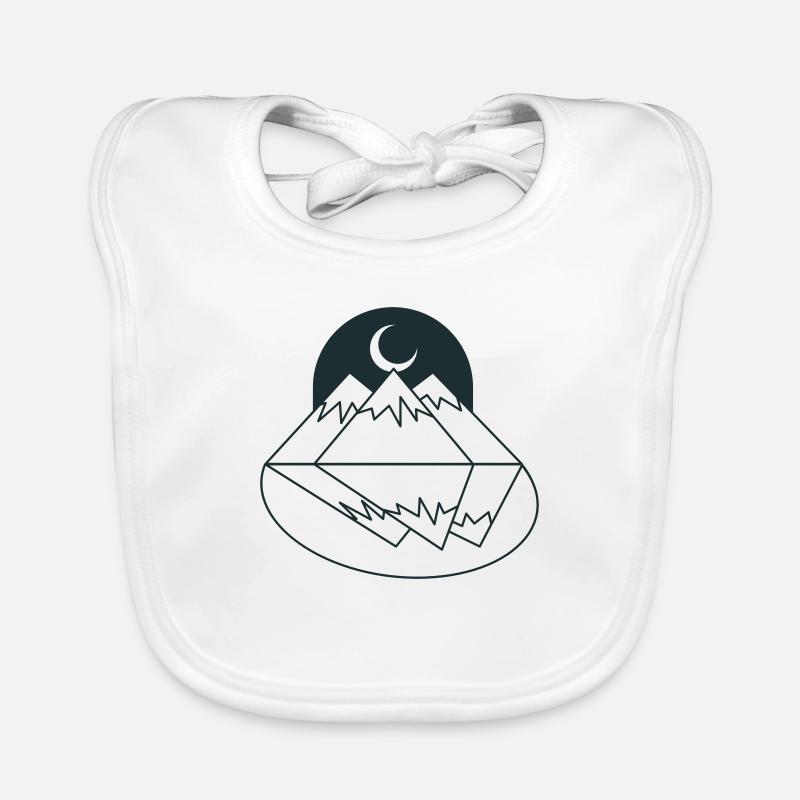 BOHO Moon mountains peaks and reflection Organic Baby Bibs