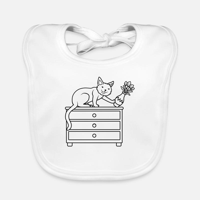 Vase à fleurs renversé sur un chat maléfique Bavoir bio Bébé