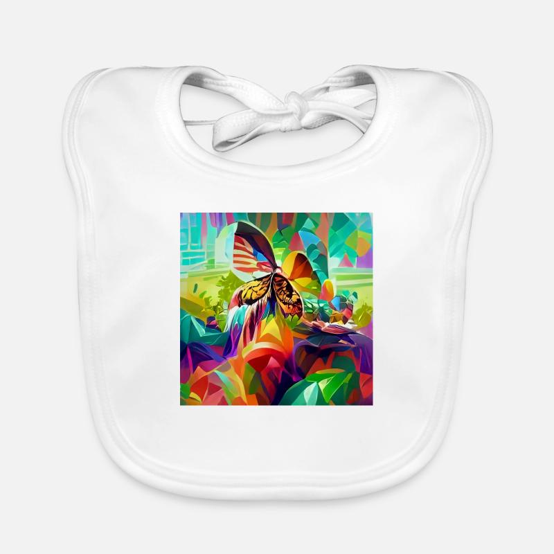 Bunter, lebendiger psychedelischer Schmetterlings-Retro-Stil Baby Bio-Lätzchen