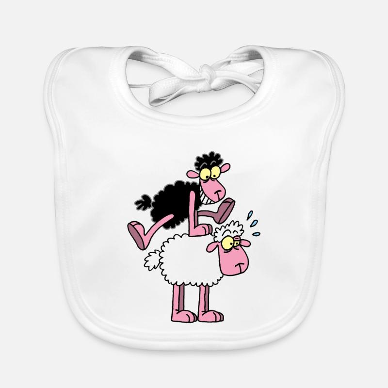 Schwarze Schafe und Springfrosch Baby Bio-Lätzchen