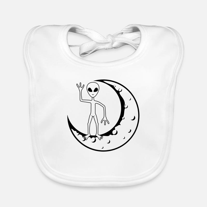 Standing Moon Alien beckons Organic Baby Bibs
