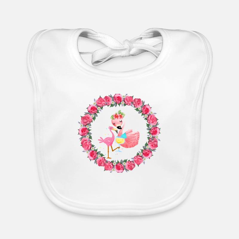 FLAMAND ROSE ETE - Bavoir bio Bébé - blanc