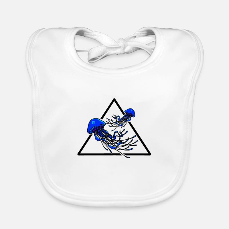 Beautiful Jellyfish Design in Blue Underwater Organic Baby Bibs