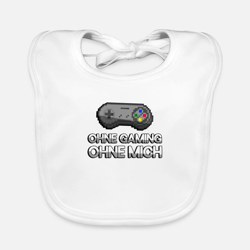 OHNE GAMING OHNE MICH + SNES Controller - Gaming Baby Bio-Lätzchen