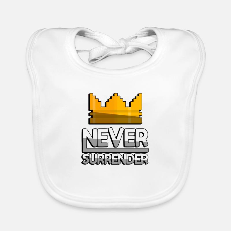 NEVER SURRENDER (Blanc) + King Crown - Jeux Bavoir bio Bébé