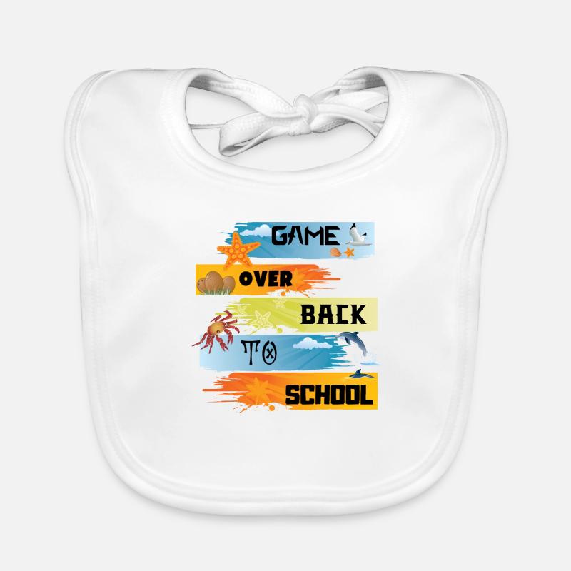 Game over retour à l’école - Bavoir bio Bébé - blanc