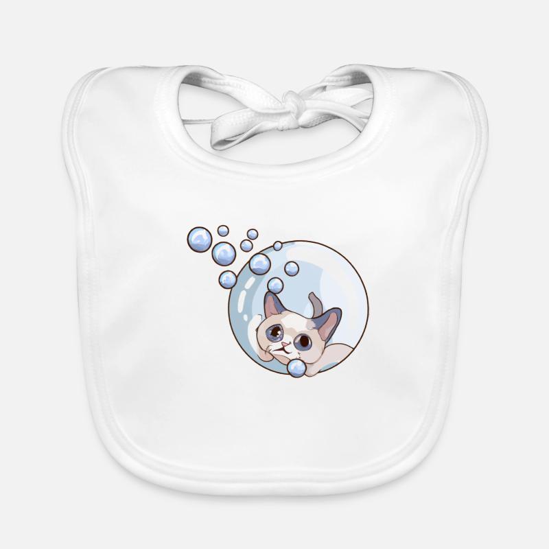 Soap Bubbles Cat Organic Baby Bibs