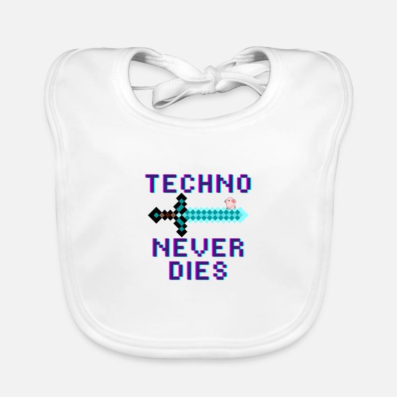 Techno Never Dies - Design - Bavoir bio Bébé - blanc